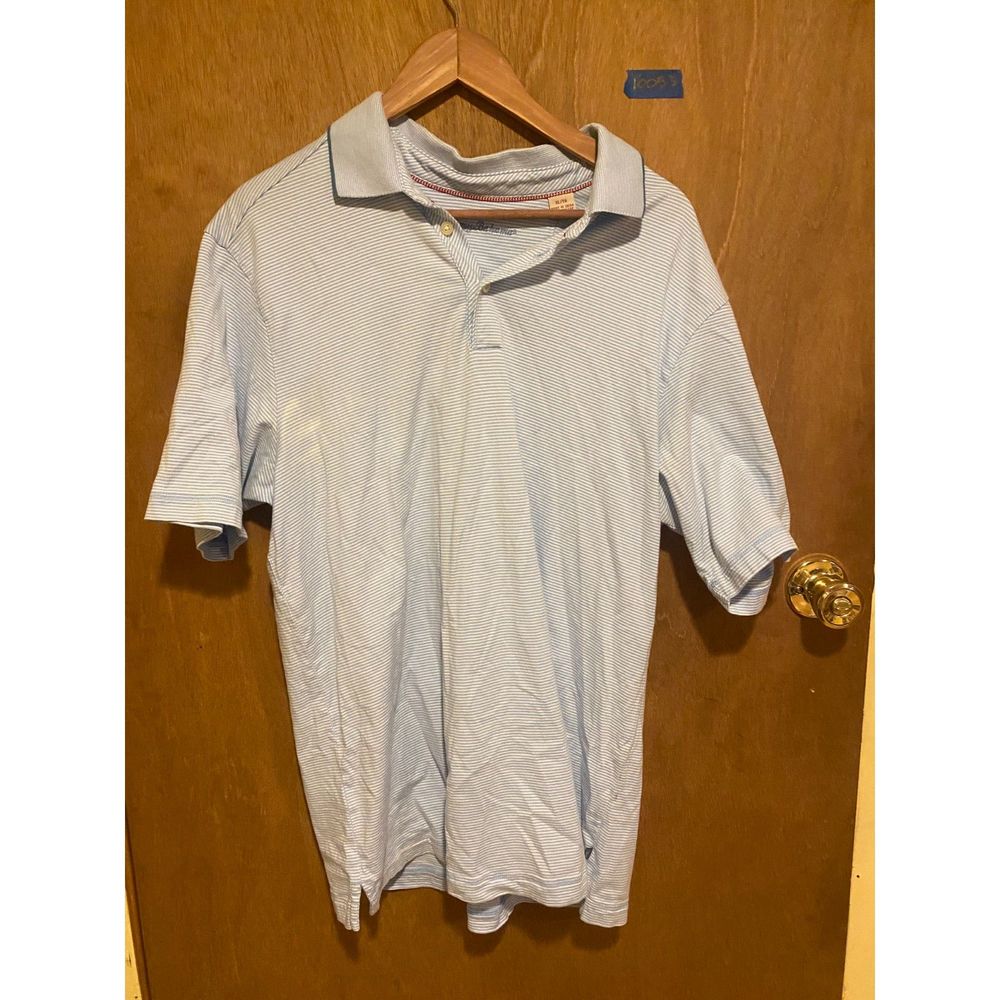 Tommy Bahama Golf Polo, Blue and White Stripes, XL